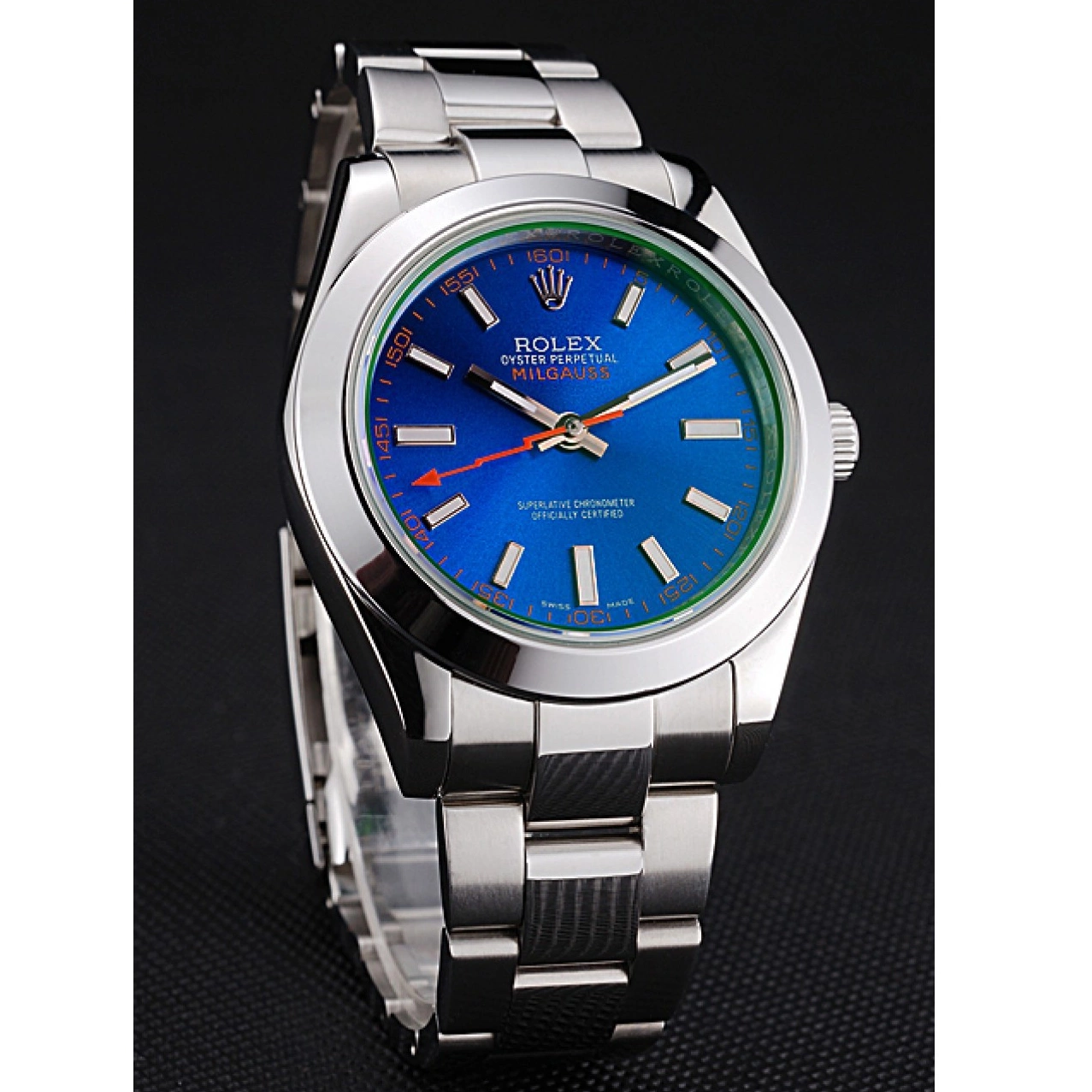 Good Copy Rolex Watches Steel Blue Case And 622838 Rolex Stainless Bezel Dial Milgauss 0729